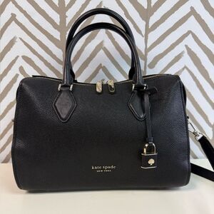 Kate Spade New York Zip Code Black Medium Satchel with Crossbody Strap